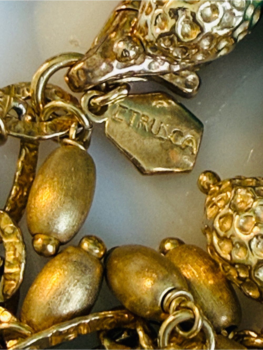 Etrusca Sterling Silver & 18K Gold Overlay Turquoise Charm Bracelet – Italy - Picture 12 of 15